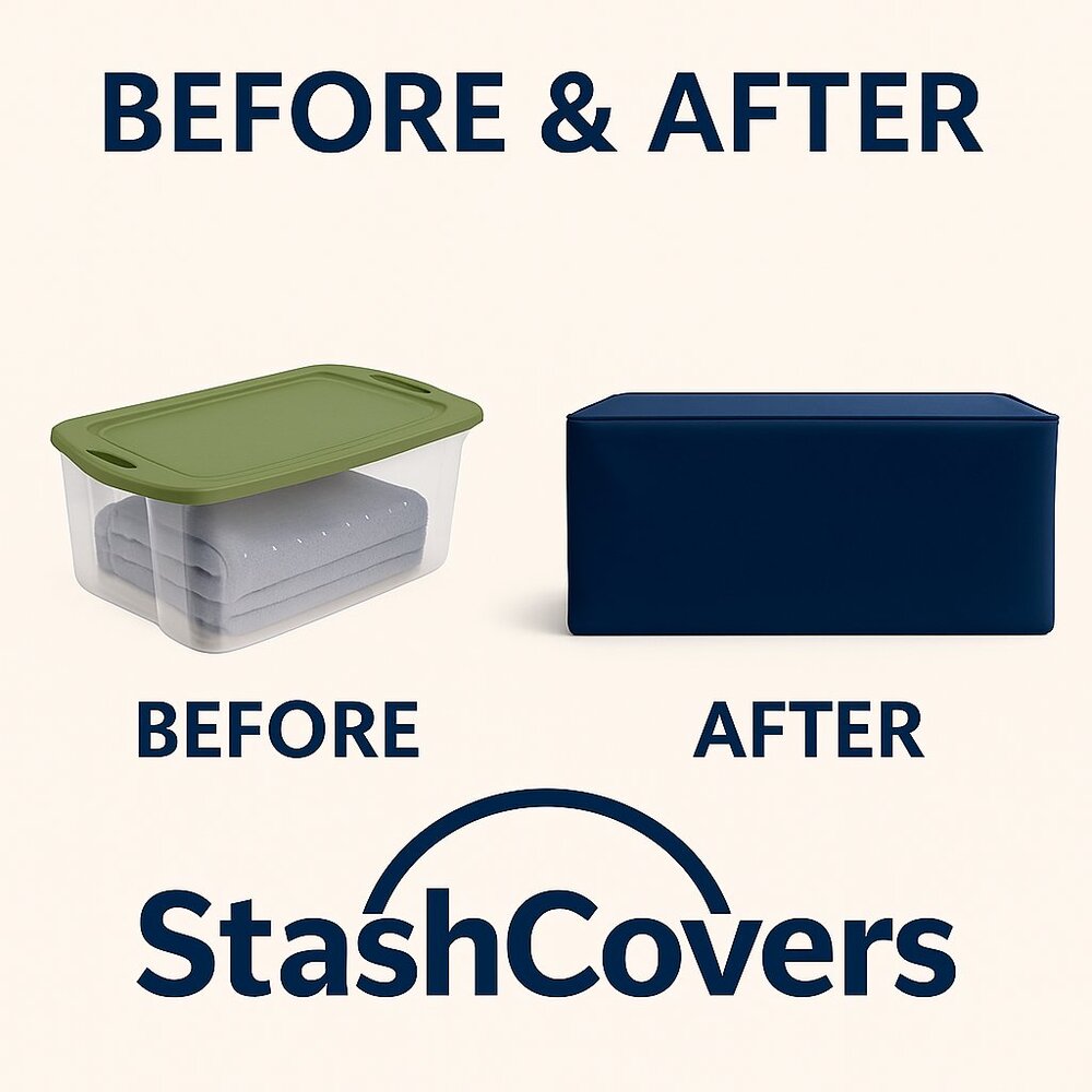 Navy Stash Cover with White Piping